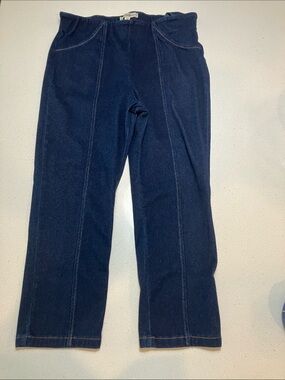 Women's Dark Blue Cropped Jeans - Pull-On Ankle Pants